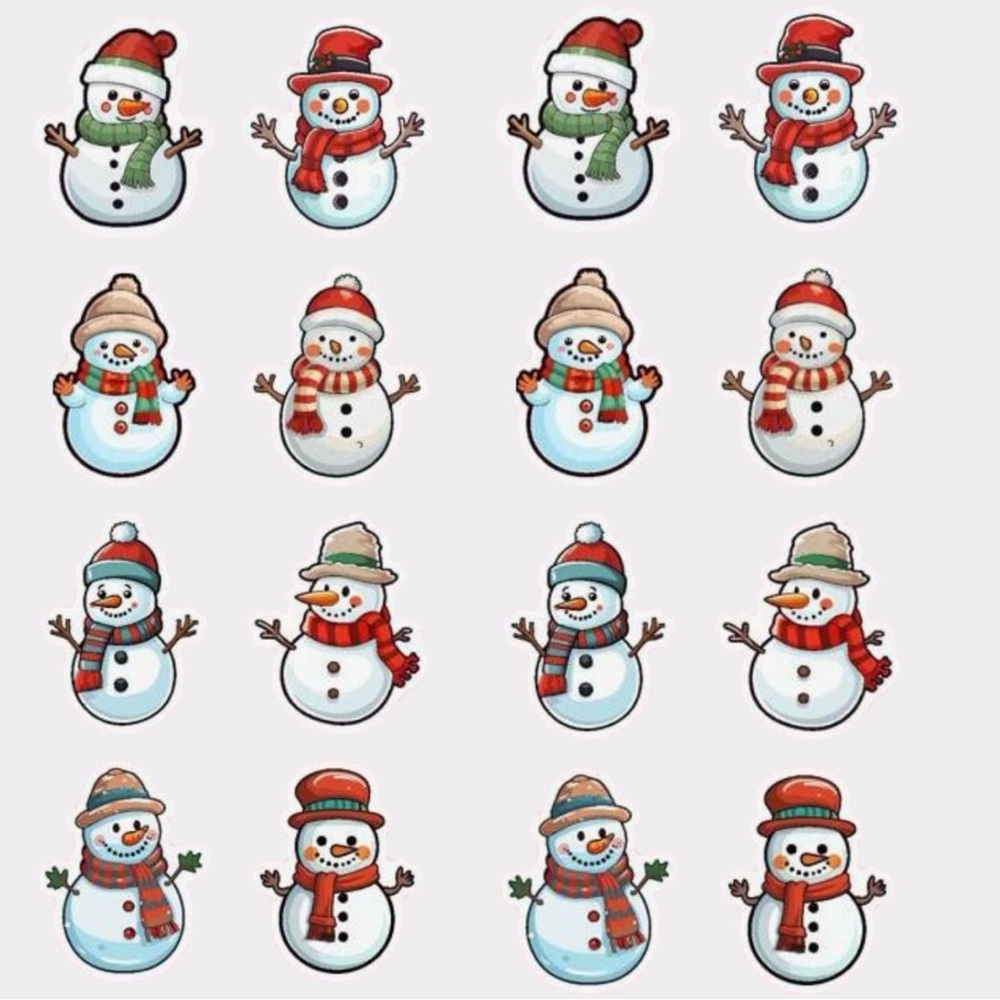 ❄️ 100 Pcs Snowman Stickers Roll – 1 Inch Christmas Holiday Labels Cute Snow ❄️